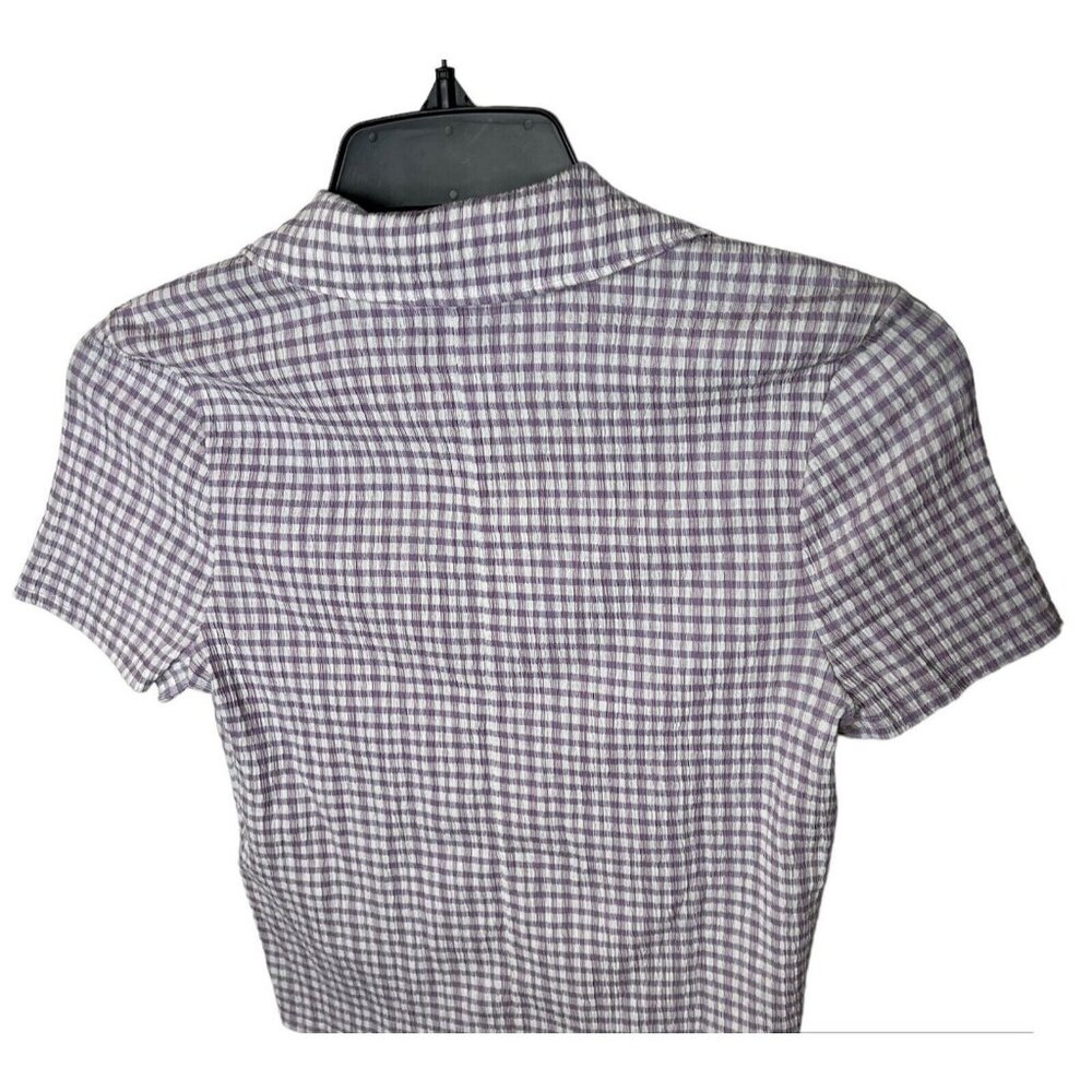 Madewell $88 Crinkled Y-Neck Button Down Shirt Size XXS Aster Bloom NJ624 - Picture 3 of 5